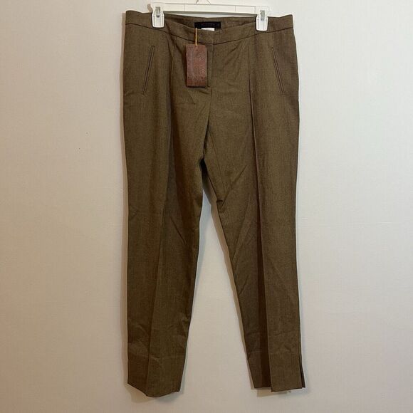 Etro Women’s Dress Pant 35 x 31 Tan Herringbone Wool Flannel New Made in Italy - Picture 1 of 8